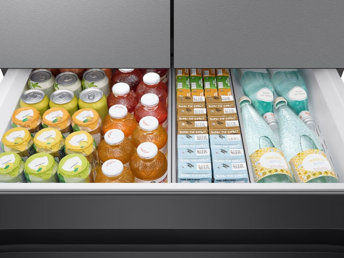 SAMSUNG Bespoke 36" 29 cu. ft. Standard Depth 4-Door French Door Smart Refrigerator with Beverage Center in Stainless Steel - RF29BB8600QLAA