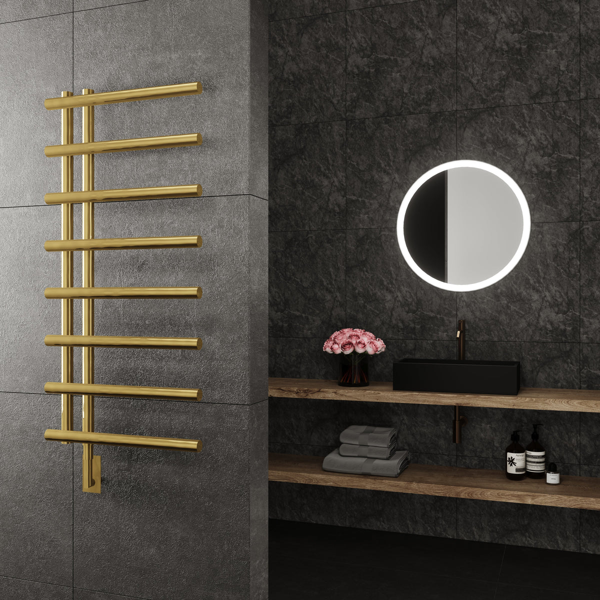 Paris Mirror Rhea Wall Mounted Electric Towel Warmer in Gold - RHEAGLD08