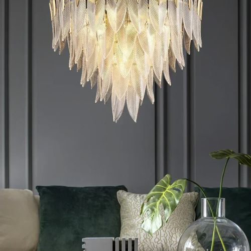 Luxury Feather Crystal Chandelier Lamp
