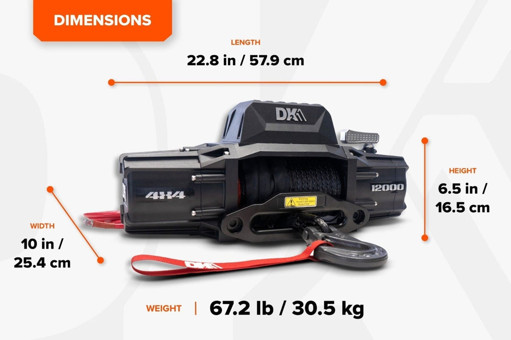 DK2 S12000-SR Electric Winch 12,000 lbs. 4 x 4 with Synthetic Rope New - S12000-SR