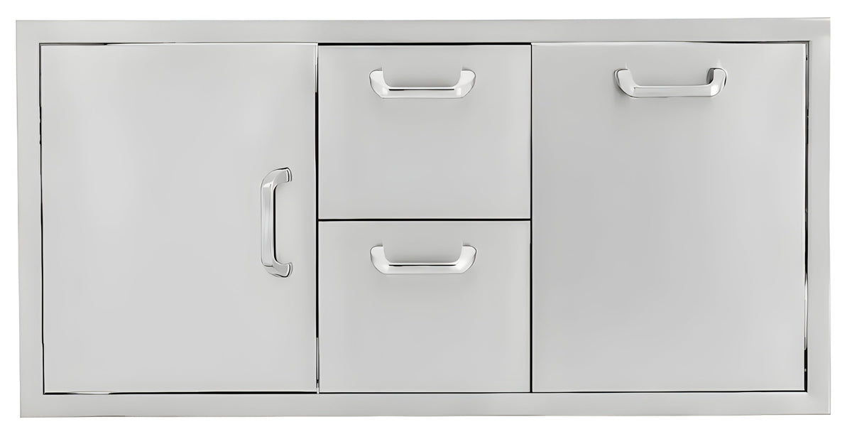 PCM  260 Series 32" Double Drawer & Trash/Propane Tank Roll-Out Combo -  BBQ-260-DDC/TR-R