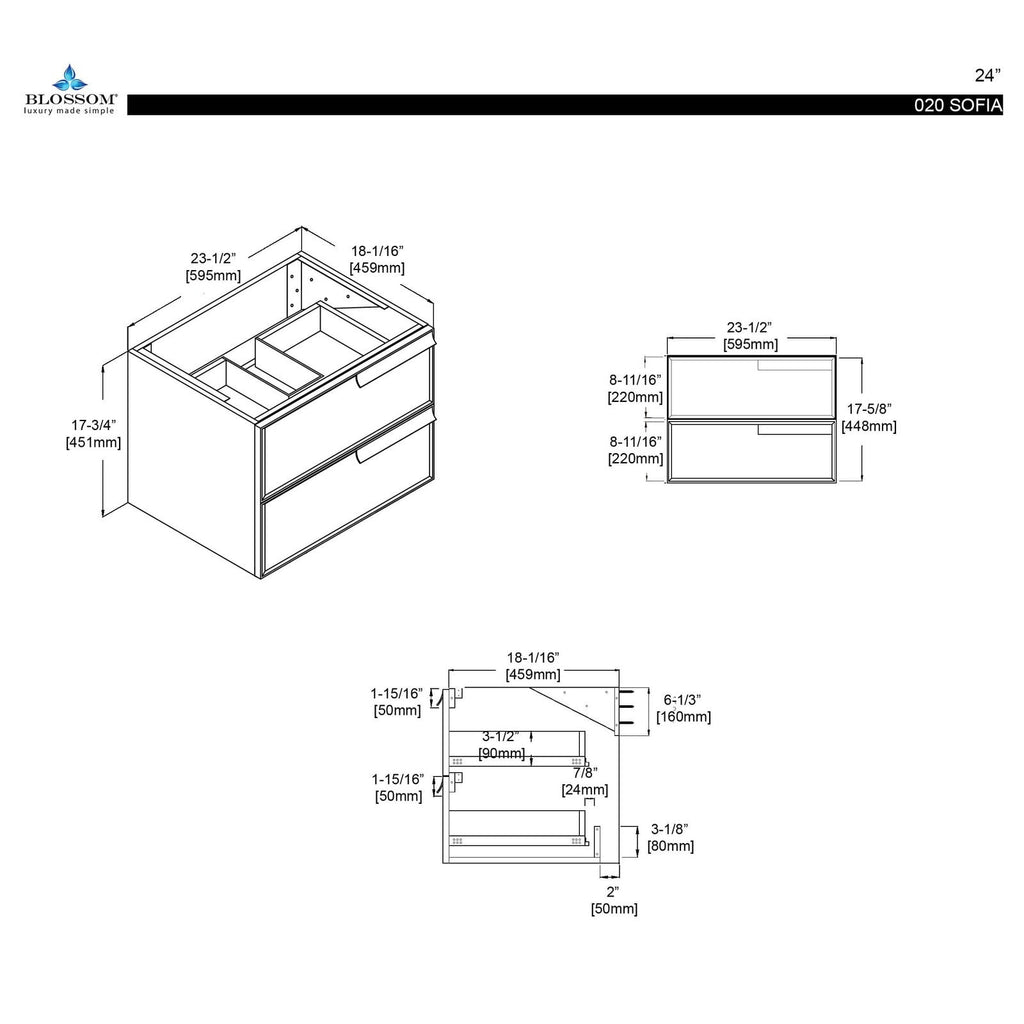 Blossom Sofia 24 Inch Bathroom Vanity - V8020 24 01