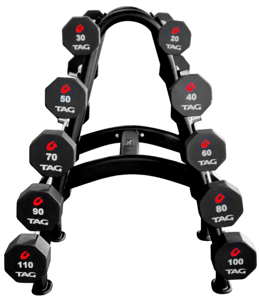 TAG Fitness Premium Ultrathane Fixed Barbell 20-100 Set with Ez-Curl Handle - 1770024668899_449