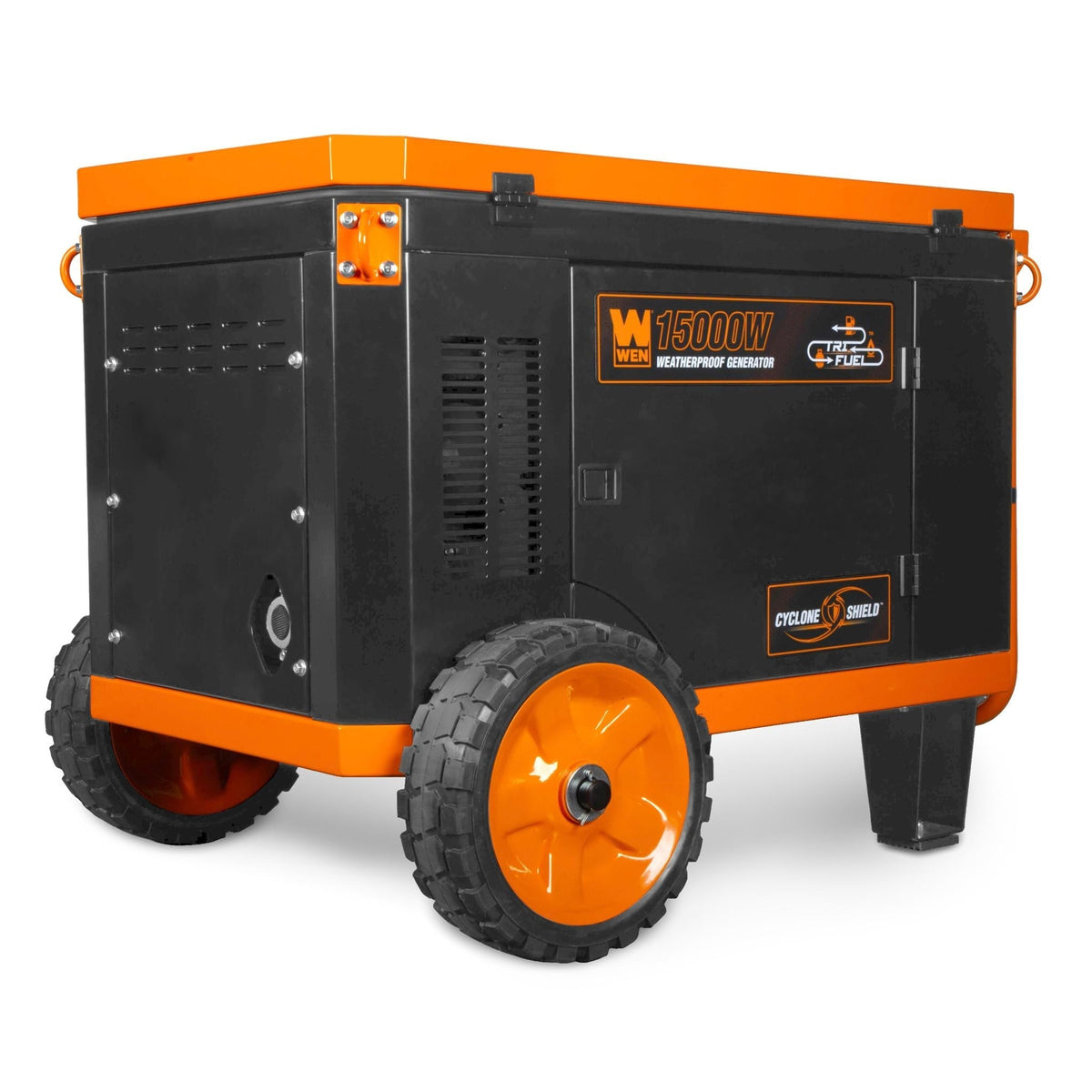 WEN TF1500XR 15,000-Watt Weatherproof Portable Generator for Home Backup, 120V/240V, Tri-Fuel with Cyclone Shield Weatherproofing Technology, 550cc Engine, Remote Electric Start, Wheel Kit, and CO Watchdog, Gas, Propane, and Natural Gas Powered - TF1500XR