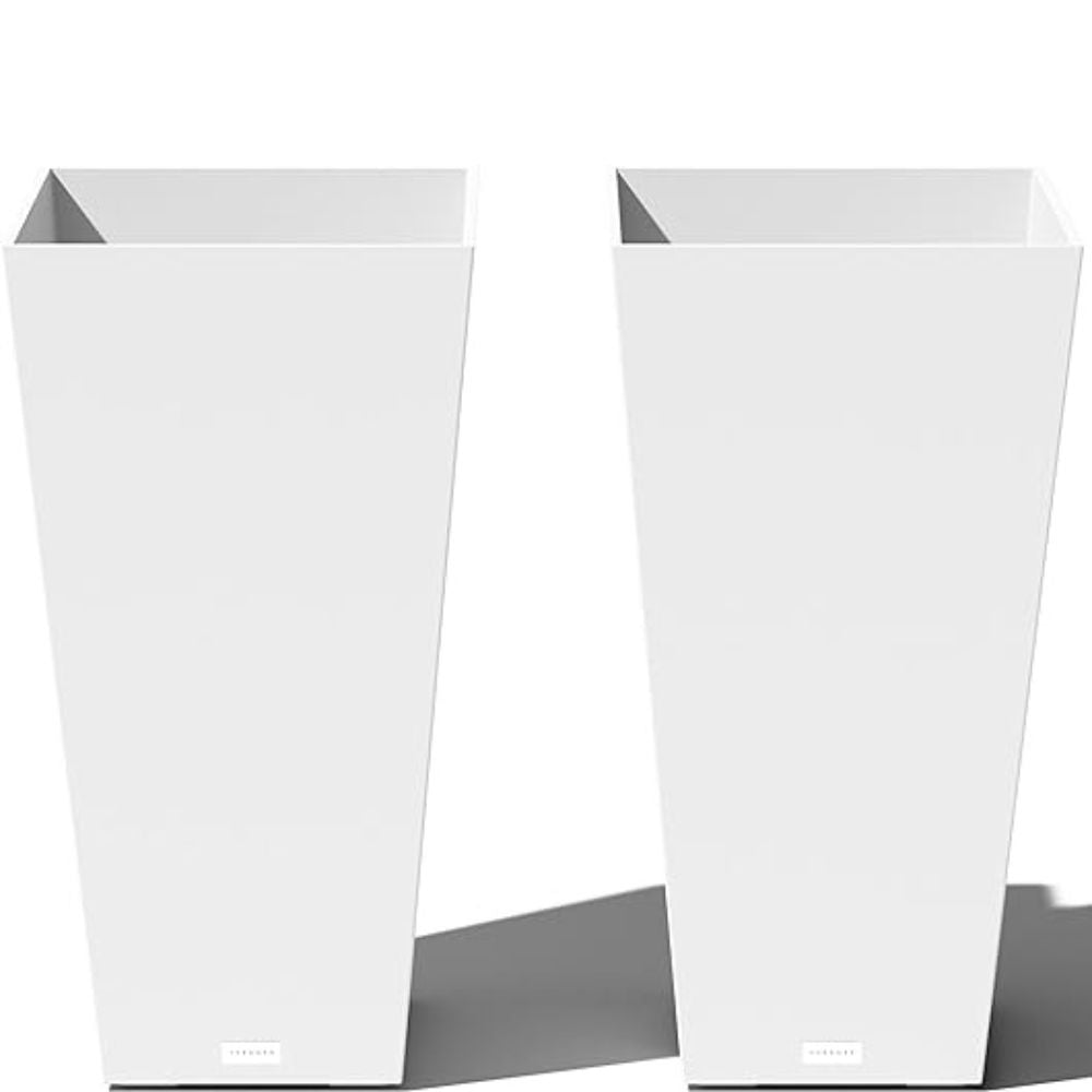 Tall Tapered White Planter