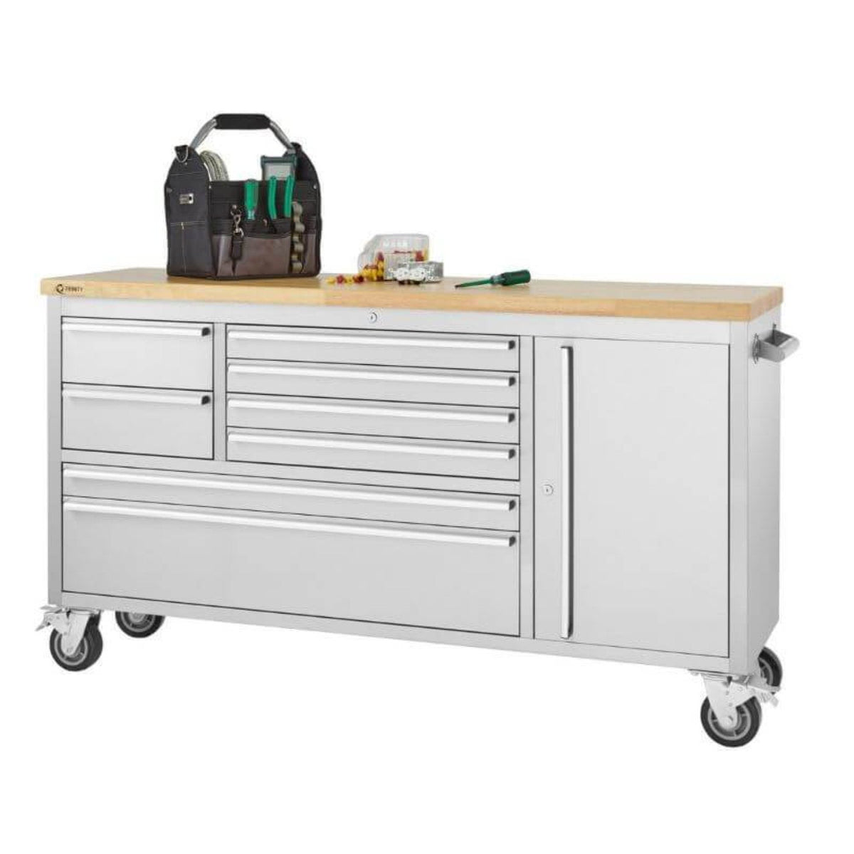 Trinity TLS-4813 (66x19) Stainless Steel Rolling Workbench - TLS-4813