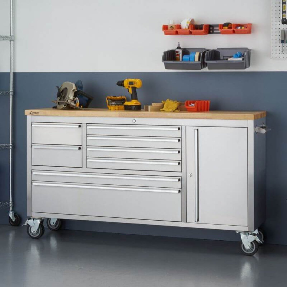 Trinity TLS-4813 (66x19) Stainless Steel Rolling Workbench - TLS-4813