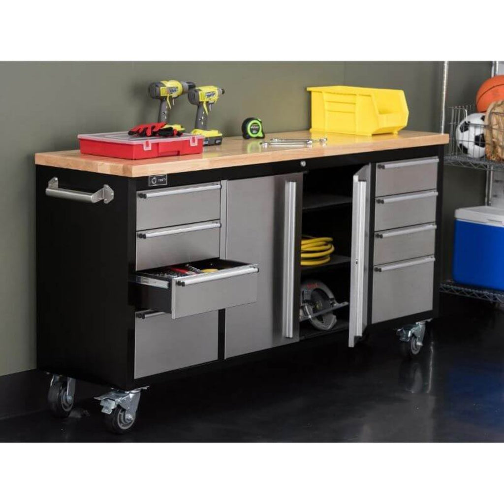 Trinity TLS-7205 (72x19) Black & Stainless Steel Rolling Workbench - TLS-7205