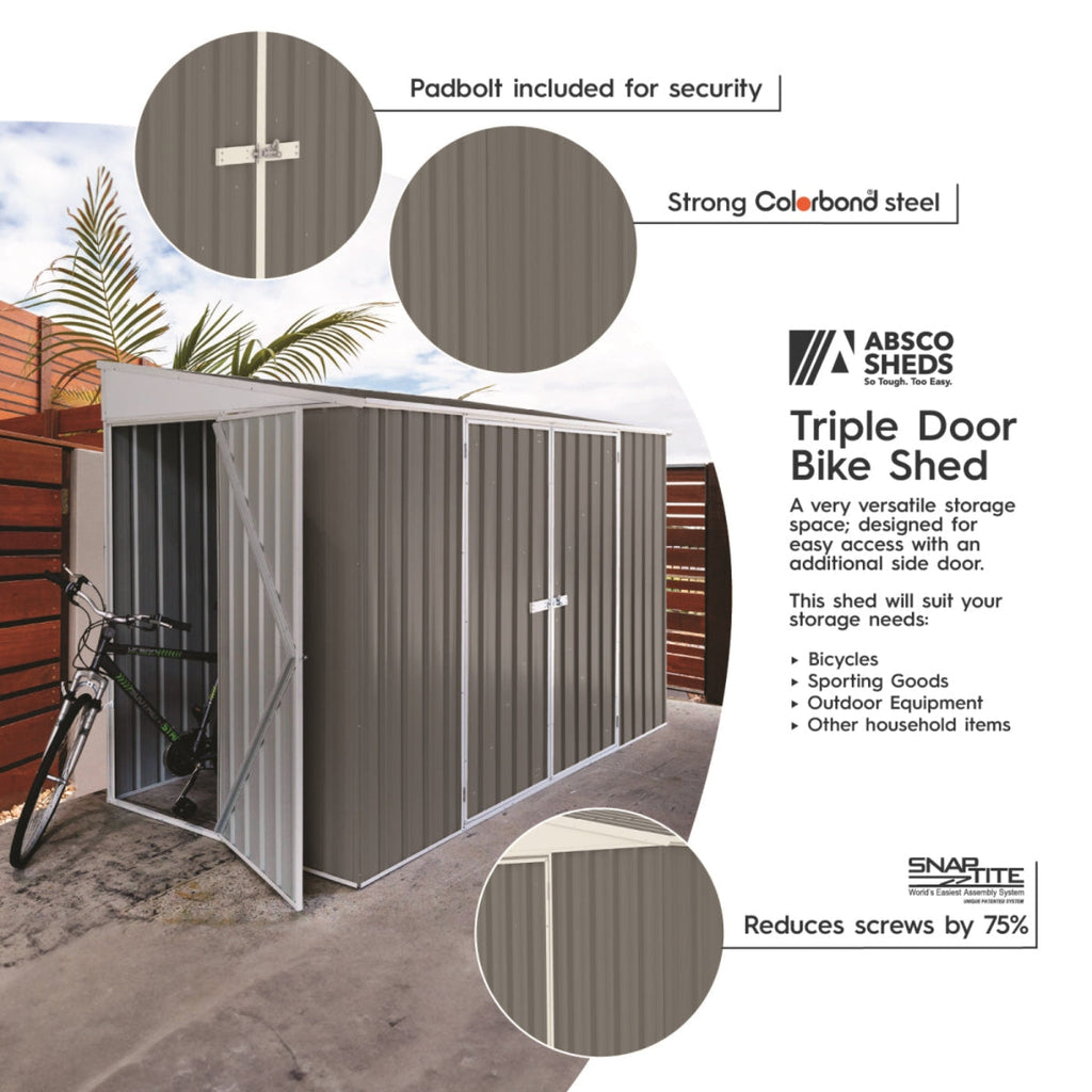 Palram Absco | 10x5 ft Lean To Metal Bike Shed - AB1103
