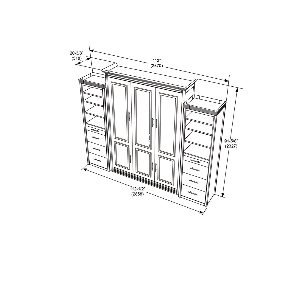Queen Murphy Bed w/ Storage Cabinets, Walnut, by Leto Muro
