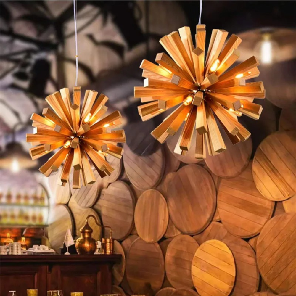 Woodburst Chandelier Light