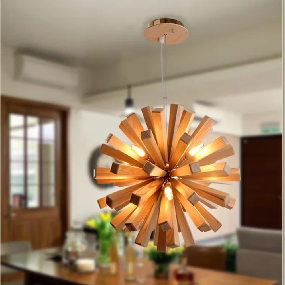 Woodburst Chandelier Light