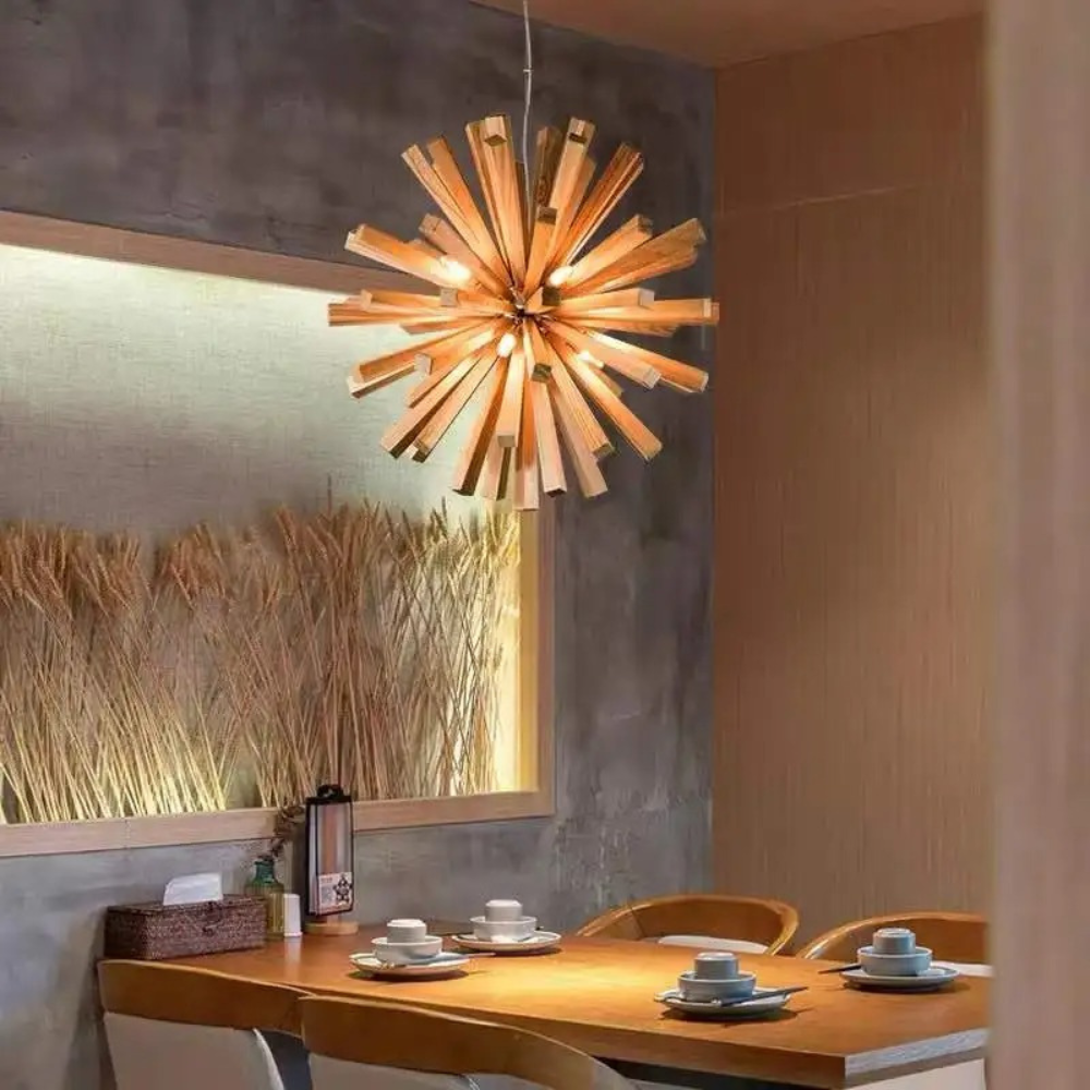 Woodburst Chandelier Light
