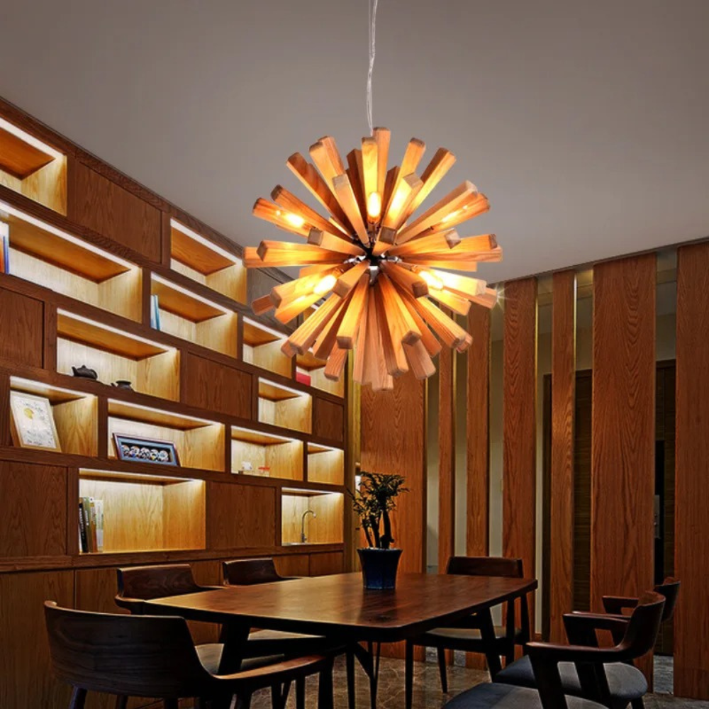 Woodburst Chandelier Light
