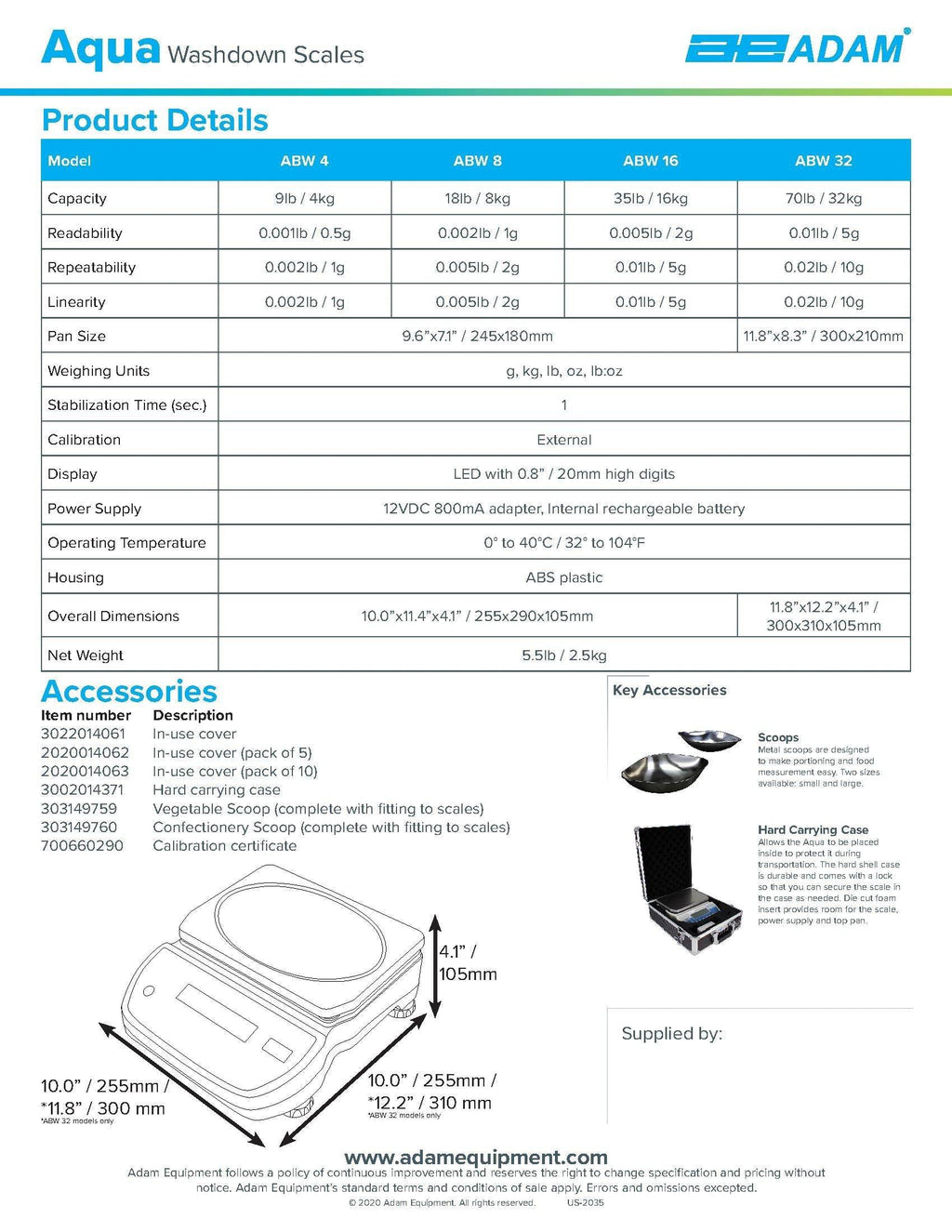 Adam Equipment Aqua Washdown Scales  - AE ABW-4
