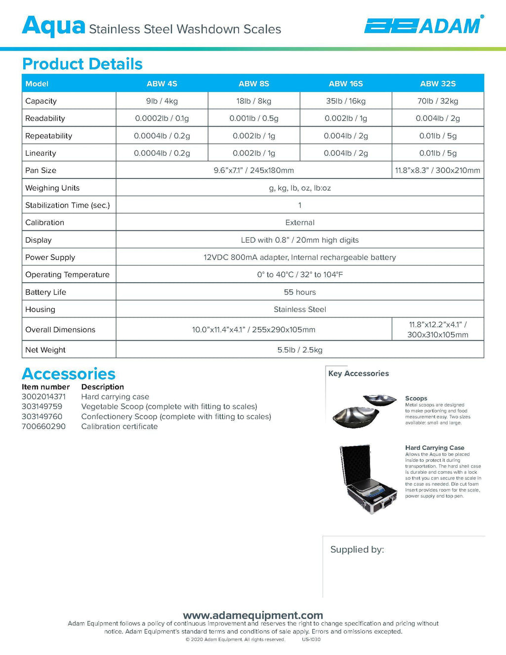 Adam Equipment Aqua Washdown Scales  - AE-ABW-4S