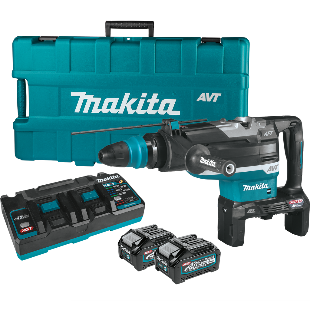 Makita (GRH06PM) 80V Max (40V Max X2) XGT Brushless 2 In. AVT Rotary Hammer Kit, accepts SDS-MAX bits, AFT, AWS Capable - GRH06PM