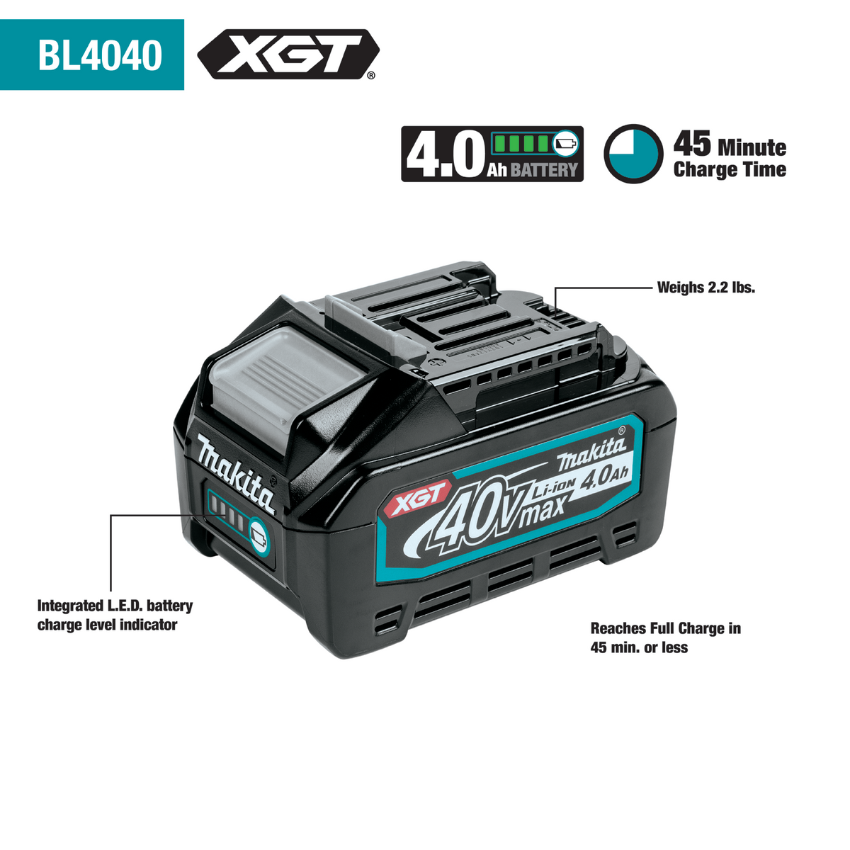 Makita 40V max XGT Brushless Cordless 17" High Torque String Trimmer Kit (4.0Ah) - GRU04M1