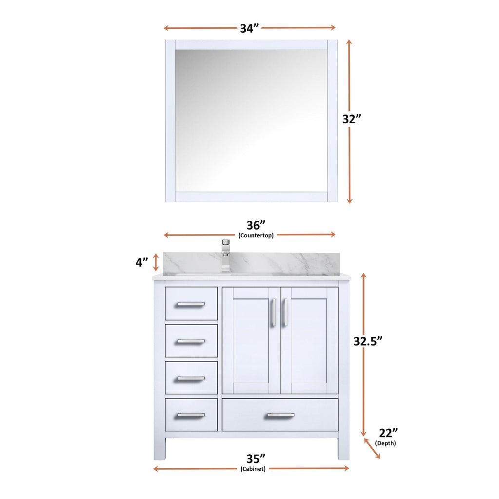 Lexora Jacques 36" x 22" Left Offset Bath Vanity
