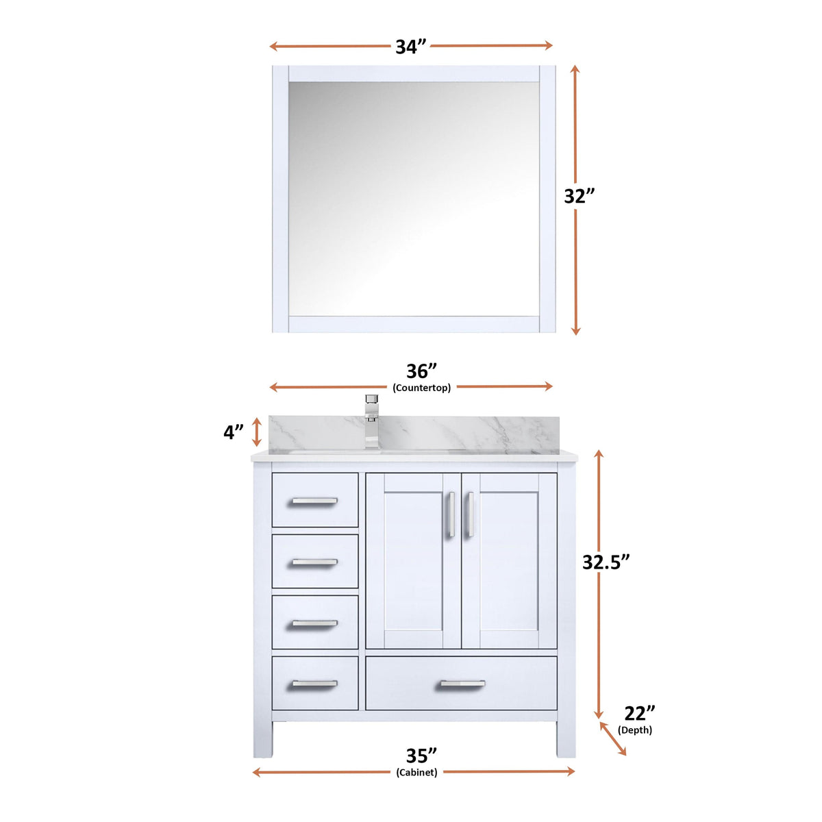 Lexora Jacques 36" x 22" Left Offset Bath Vanity