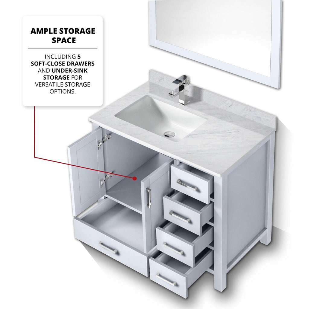 Lexora Jacques 36" x 22" Left Offset Bath Vanity