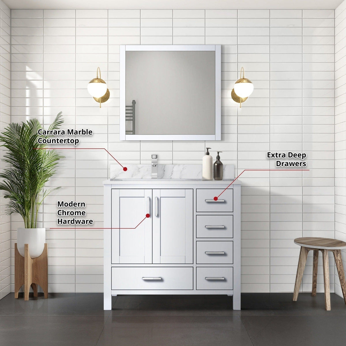 Lexora Jacques 36" x 22" Left Offset Bath Vanity