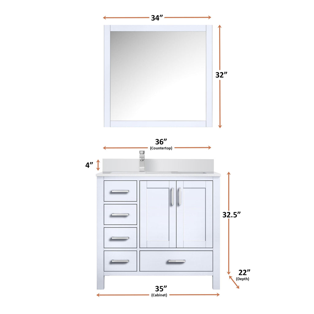 Lexora Jacques 36" x 22" Left Offset Bath Vanity