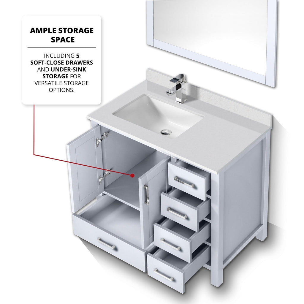 Lexora Jacques 36" x 22" Left Offset Bath Vanity