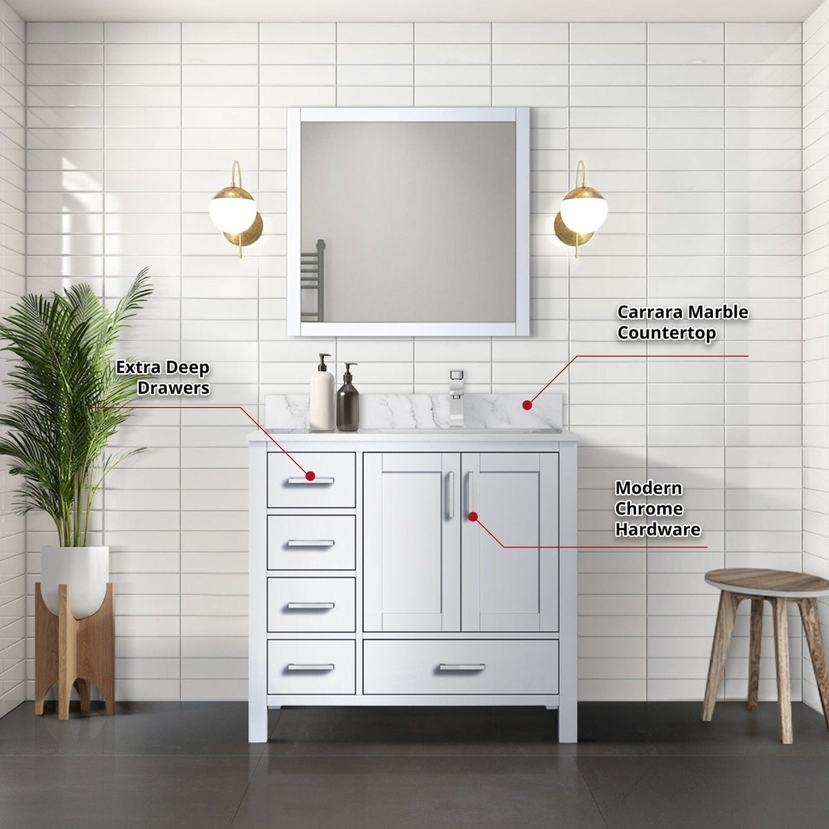 Lexora Jacques 36" x 22" Right Offset Bath Vanity