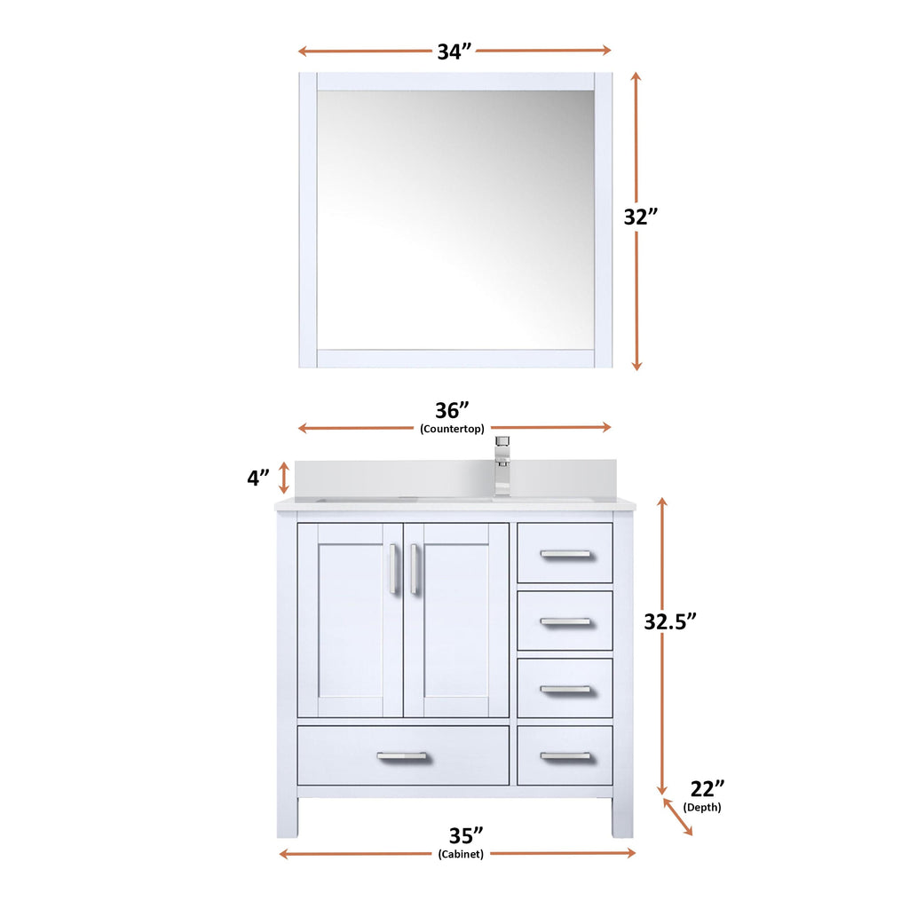 Lexora Jacques 36" x 22" Right Offset Bath Vanity
