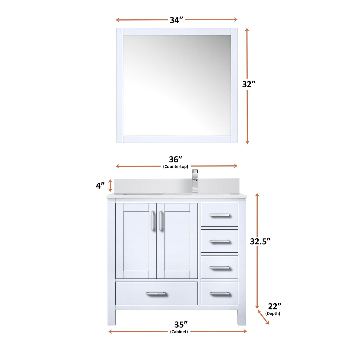 Lexora Jacques 36" x 22" Right Offset Bath Vanity