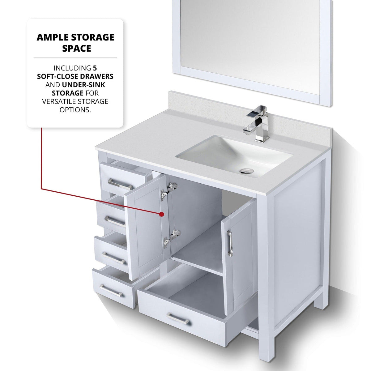 Lexora Jacques 36" x 22" Right Offset Bath Vanity