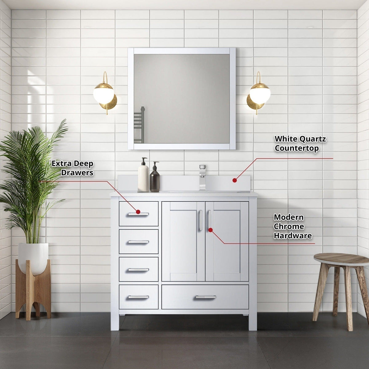 Lexora Jacques 36" x 22" Right Offset Bath Vanity