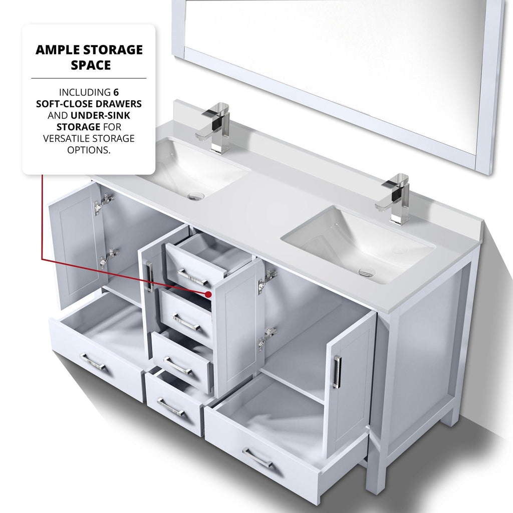 Lexora Jacques 60" x 22" Double Bath Vanity