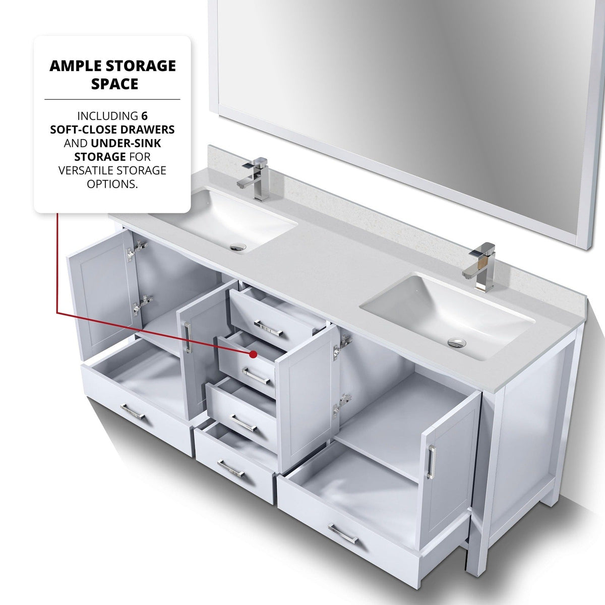 Lexora Jacques 72" x 22" Double Bath Vanity