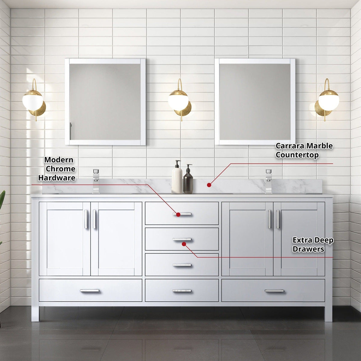 Lexora Jacques 80" x 22" Double Bath Vanity