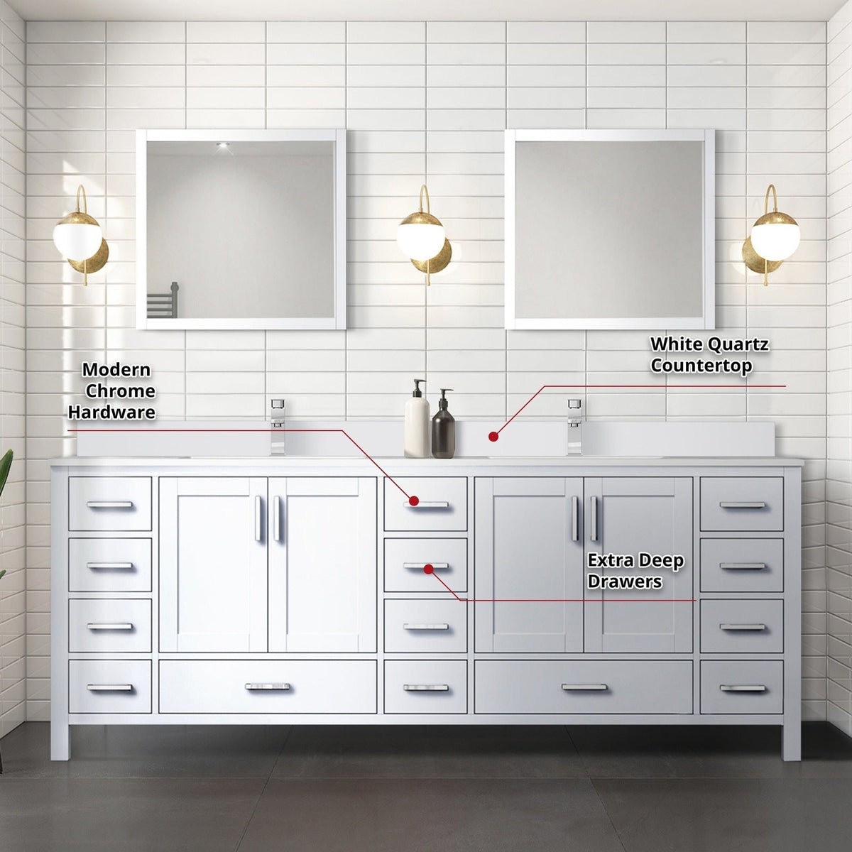 Lexora Jacques 84" x 22" Double Bath Vanity