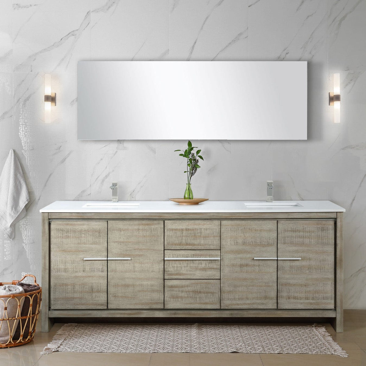 Lexora Lafarre 80" Rustic Acacia Double Bathroom Vanity