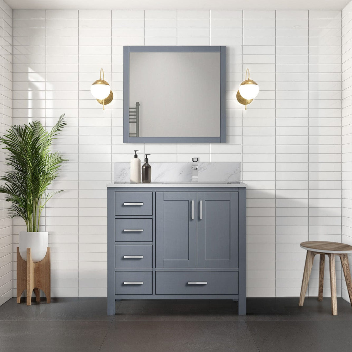 Lexora Jacques 36" x 22" Right Offset Bath Vanity