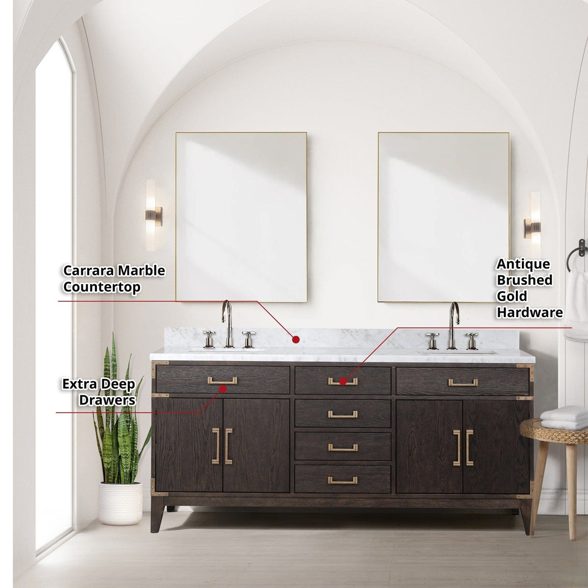 Lexora Laurel 72 " x 22" Double Bath Vanity