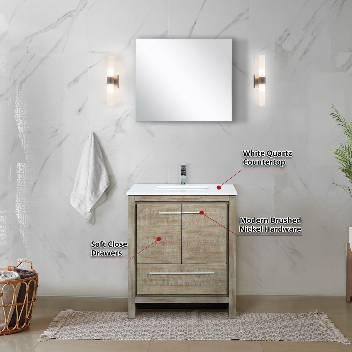 Lexora Lafarre 30" Rustic Acacia Bathroom Vanity