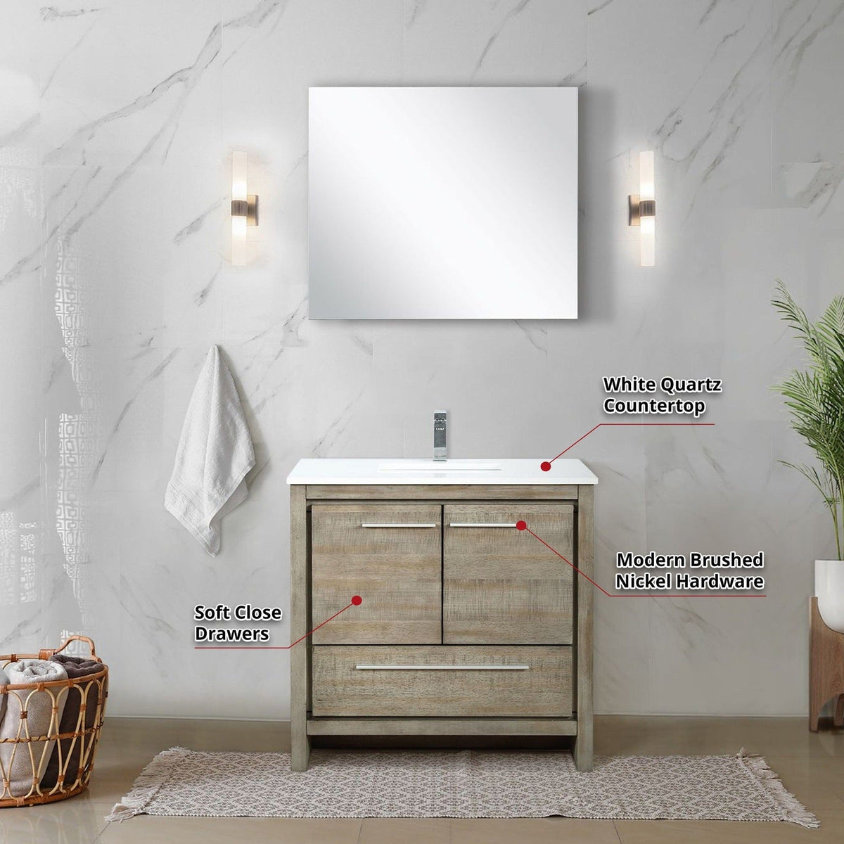 Lexora Lafarre 36" Rustic Acacia Bathroom Vanity