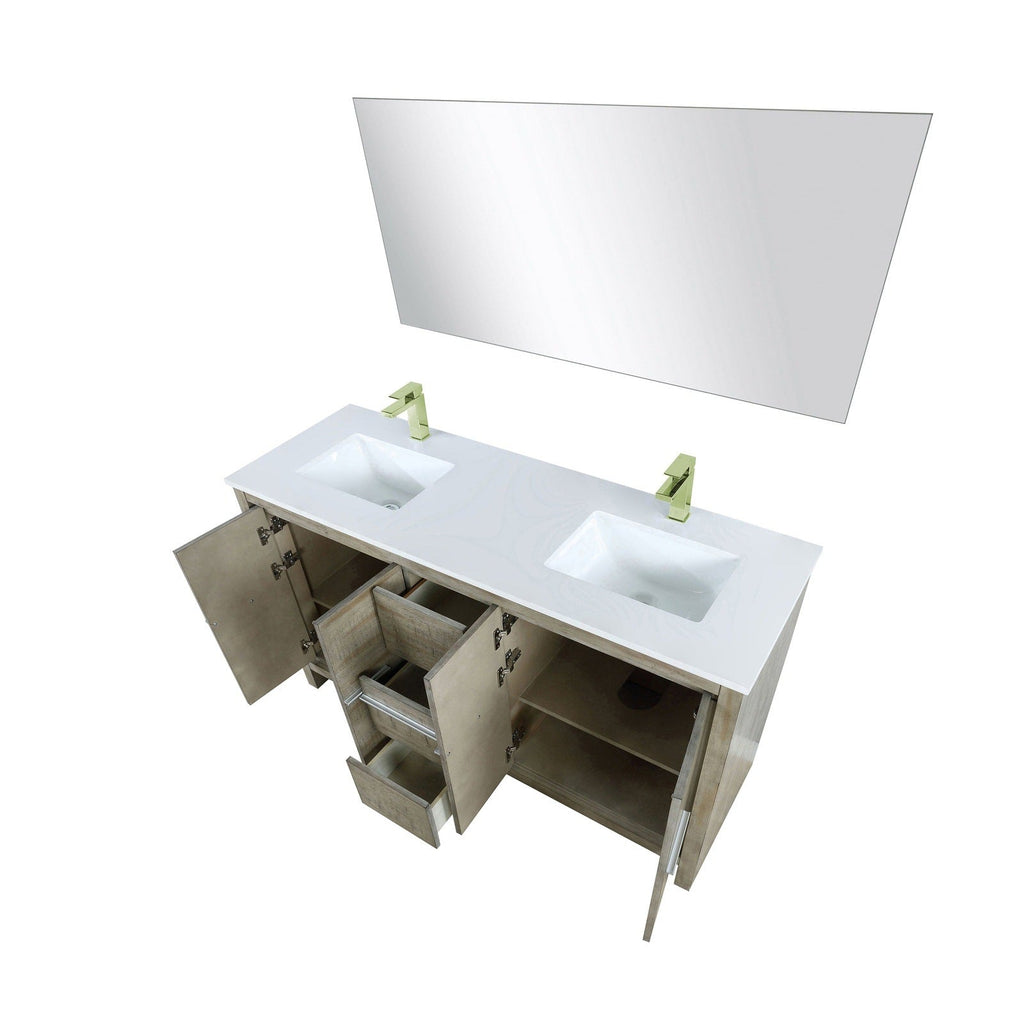 Lexora Lafarre 60" Rustic Acacia Double Bathroom Vanity