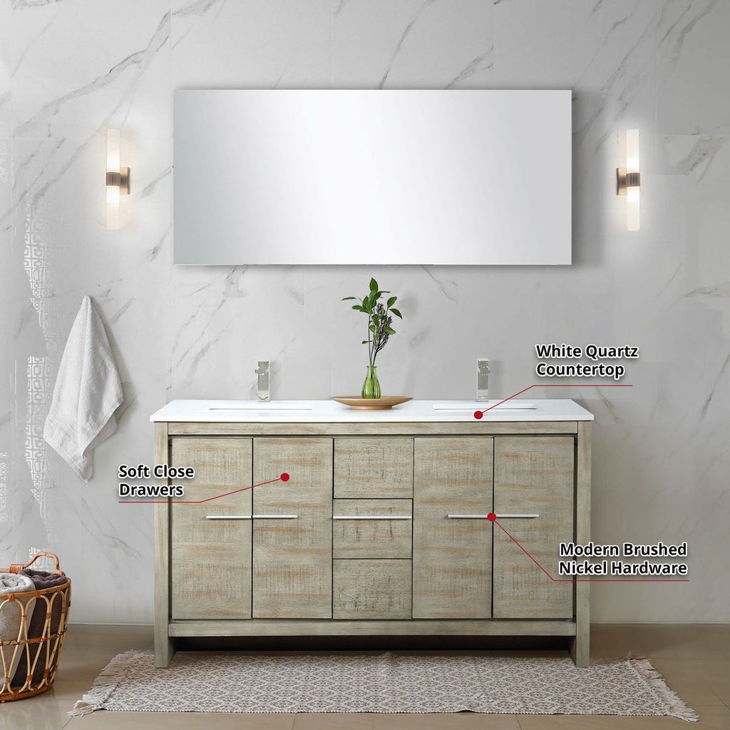 Lexora Lafarre 60" Rustic Acacia Double Bathroom Vanity