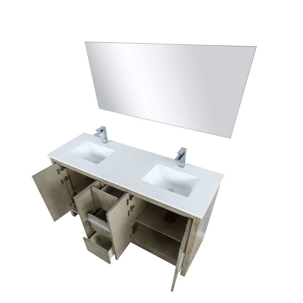 Lexora Lafarre 60" Rustic Acacia Double Bathroom Vanity