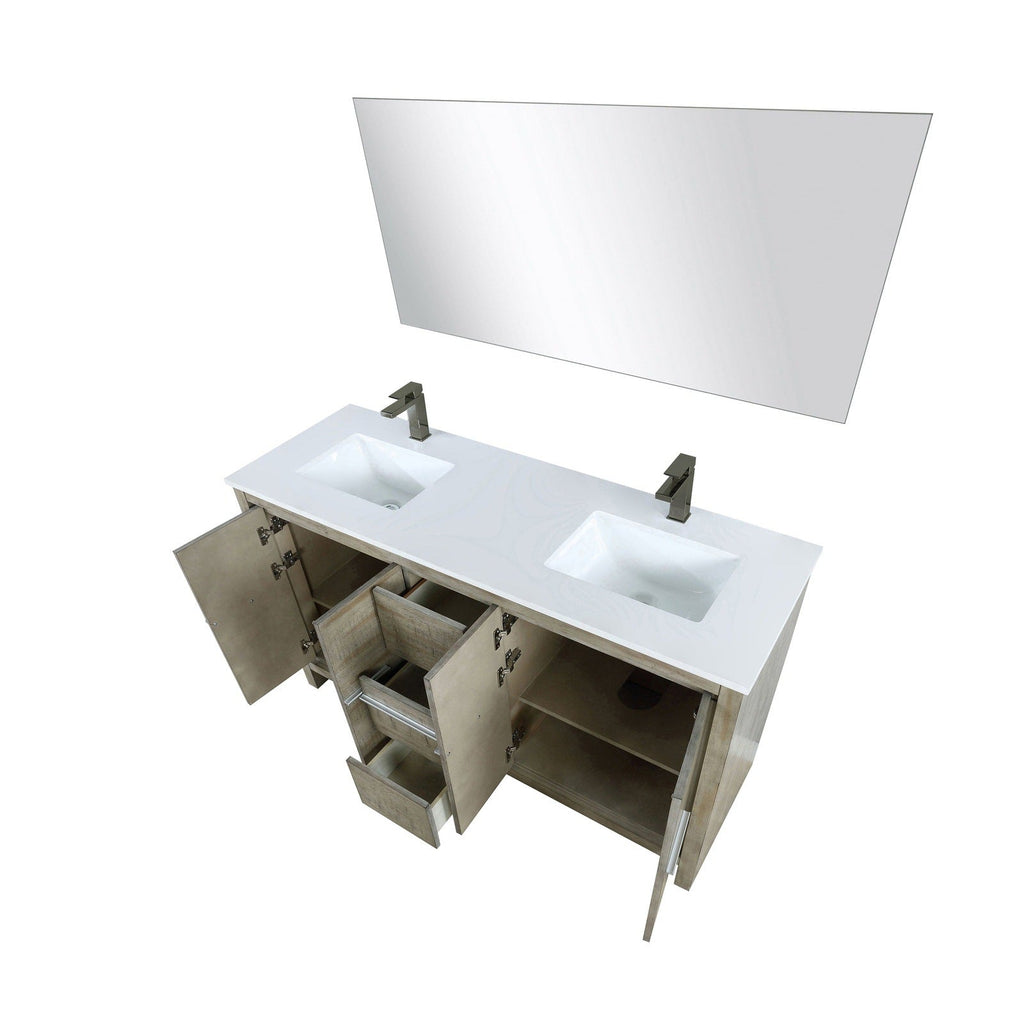 Lexora Lafarre 60" Rustic Acacia Double Bathroom Vanity