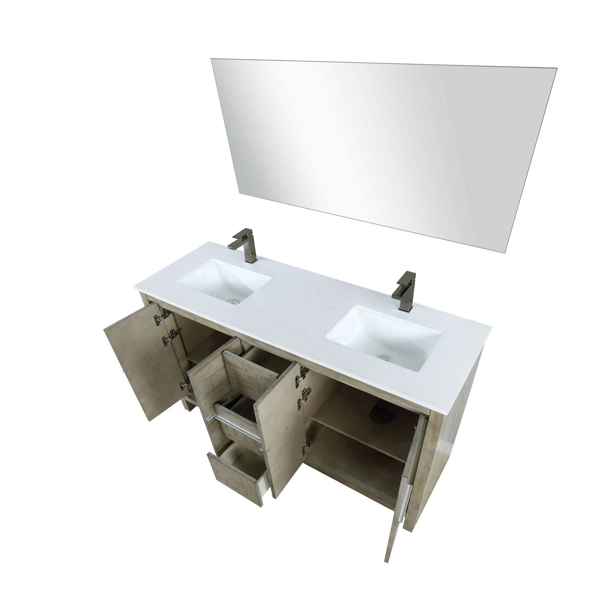 Lexora Lafarre 60" Rustic Acacia Double Bathroom Vanity