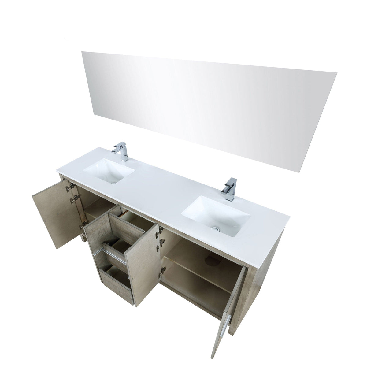 Lexora Lafarre 72" Rustic Acacia Double Bathroom Vanity