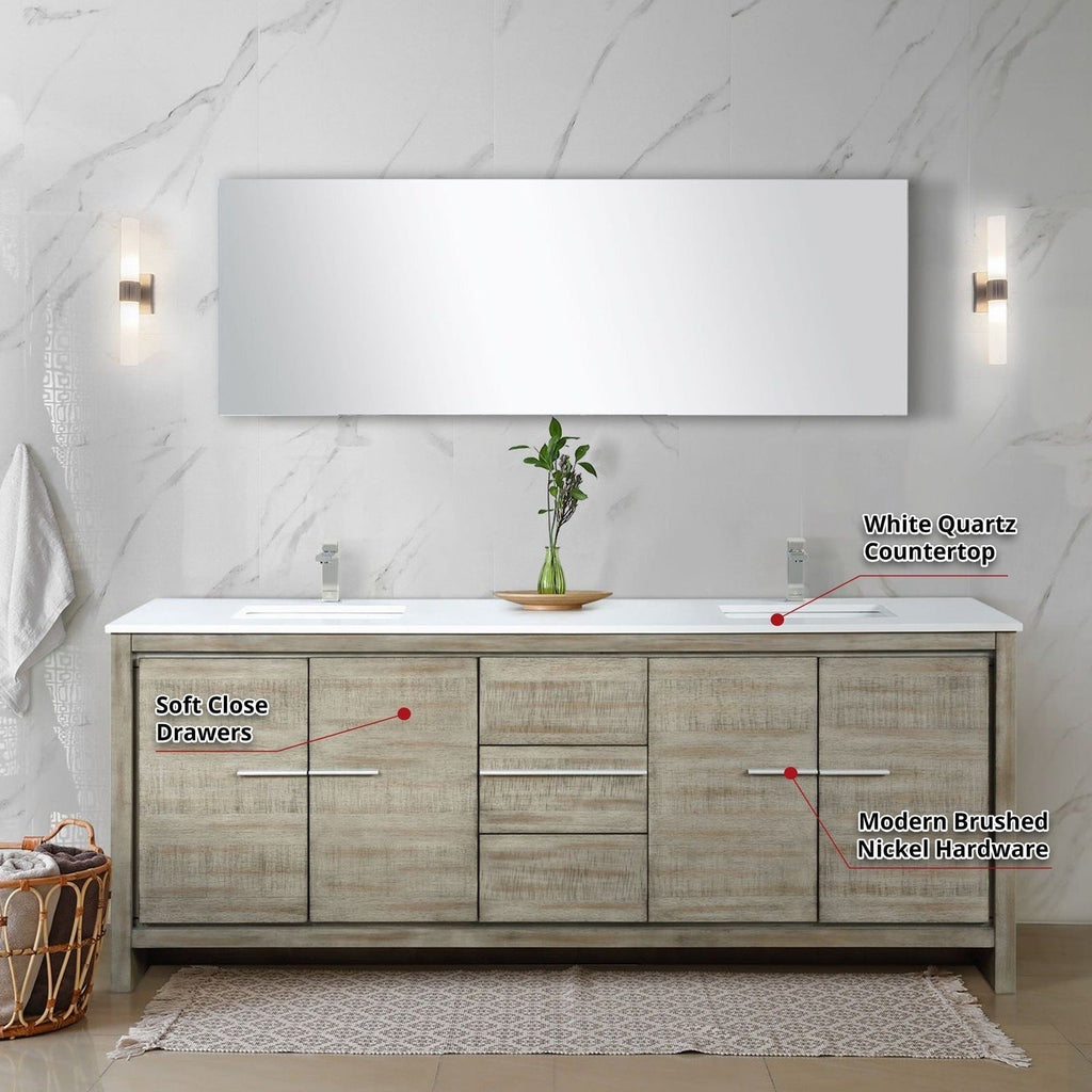 Lexora Lafarre 80" Rustic Acacia Double Bathroom Vanity