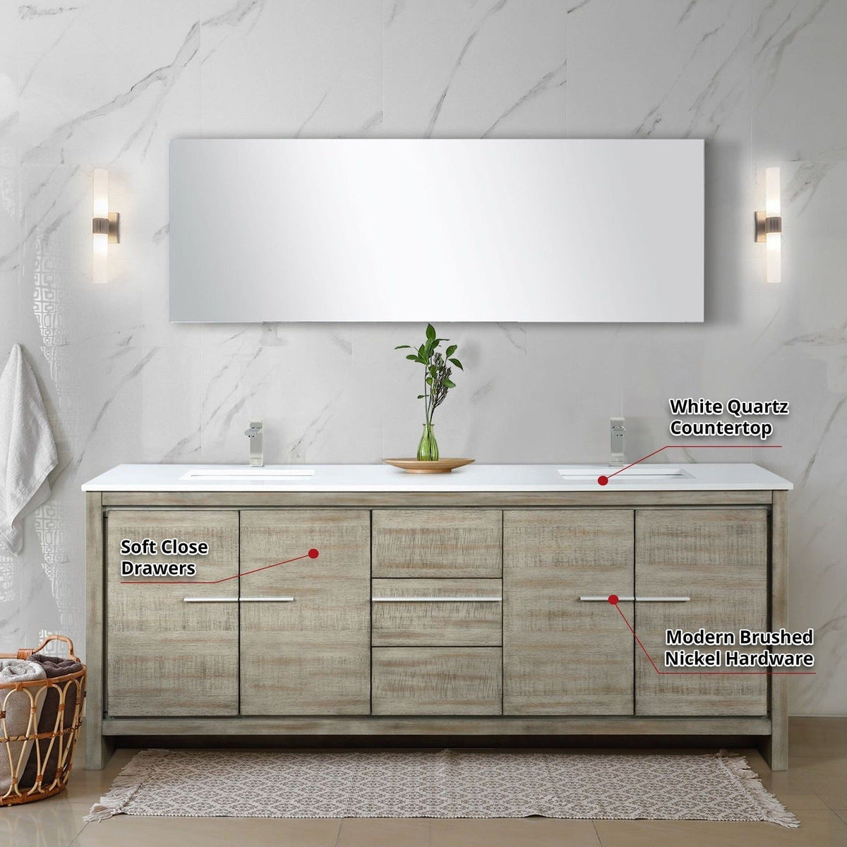Lexora Lafarre 80" Rustic Acacia Double Bathroom Vanity